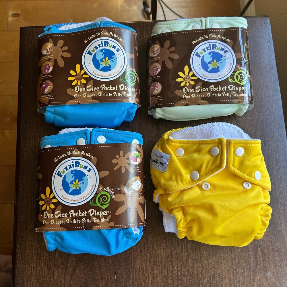 4 new One Size Elite FuzziBunz Cloth Diapers